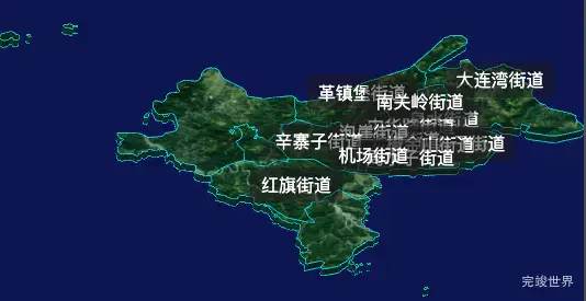 threejs大连市甘井子区geoJson地图3d地图自定义贴图加CSS2D标签